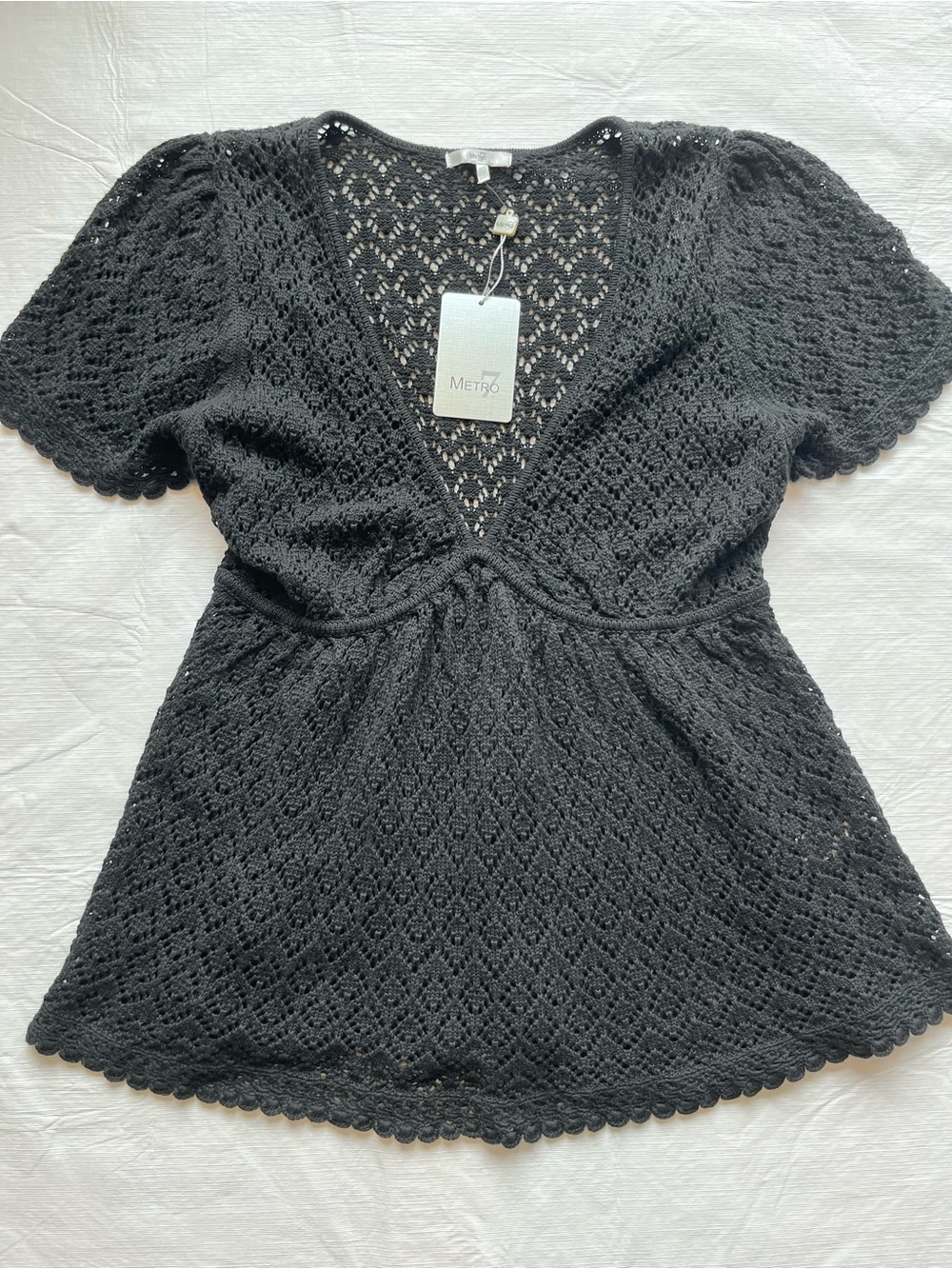 Y2K Black Crochet Top NWT